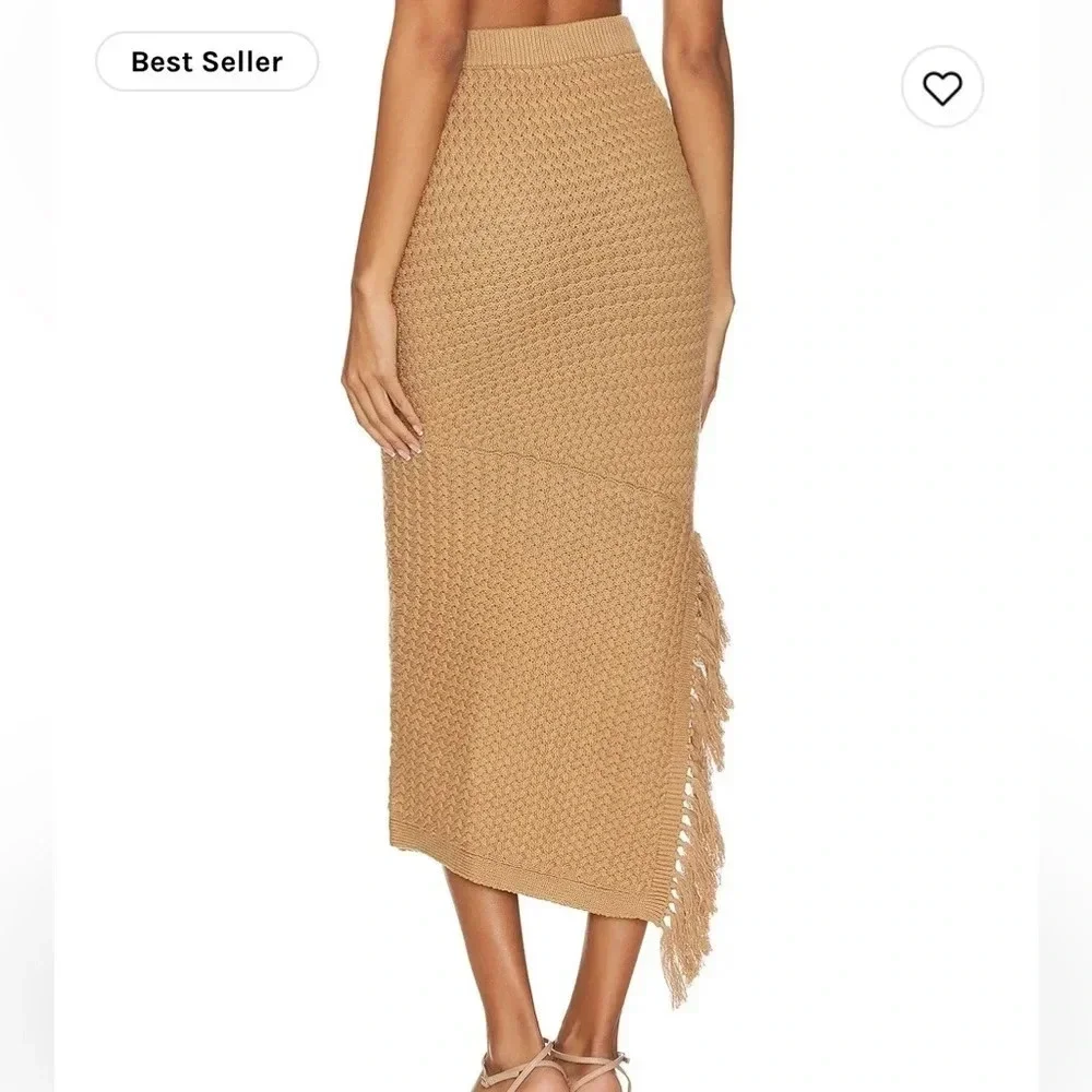 House of Harlow 1960 Lilja tan knit fringe maxi skirt - Picture 3 of 12